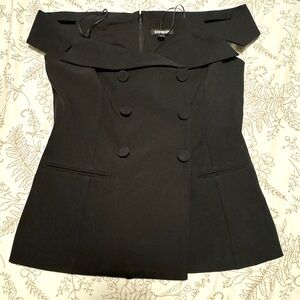 Express Off The Shoulder Double Breasted Structured Top